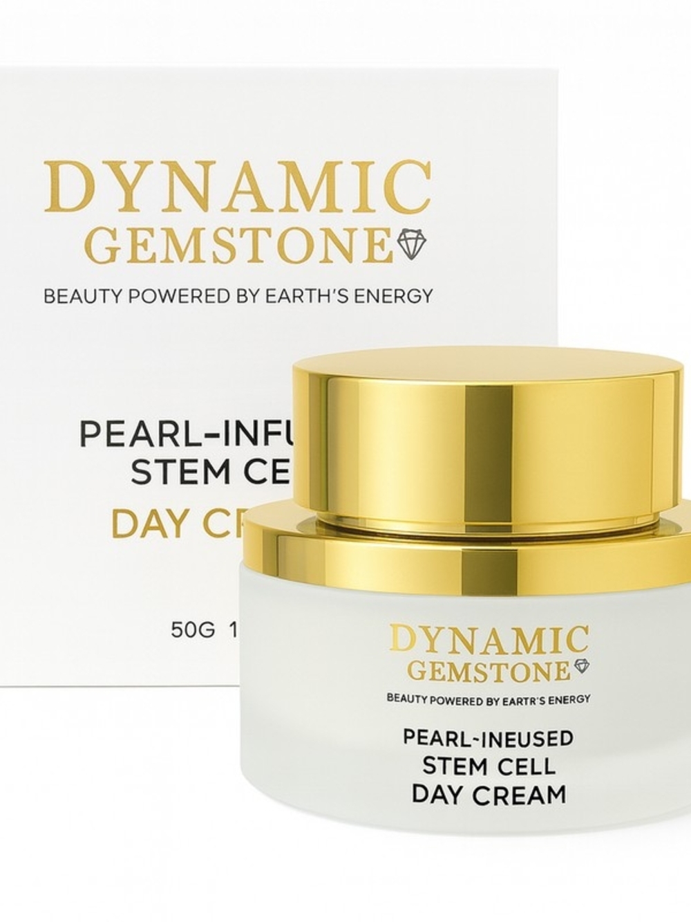 Dynamic Gemstone Pearl-Infused Stem Cell Day Cream - Gold & White